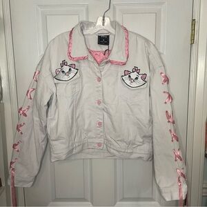 Disney x Lazy Oaf NWT Marie Aristocats White Denim Jacket Small/Medium